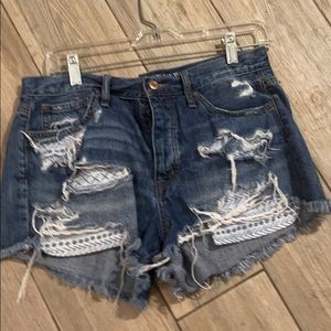 American Eagle denim shorts distressed